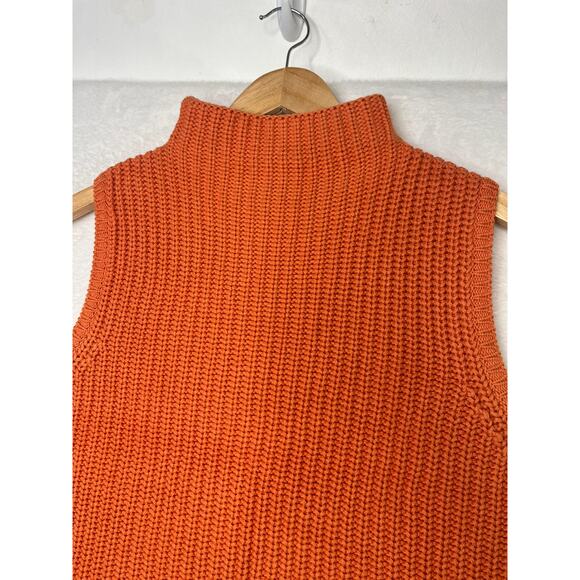 VTG Chelsea Studio Orange Mockneck Sleeveless Sweater Velma 90s sz M Cotton - Picture 2 of 5
